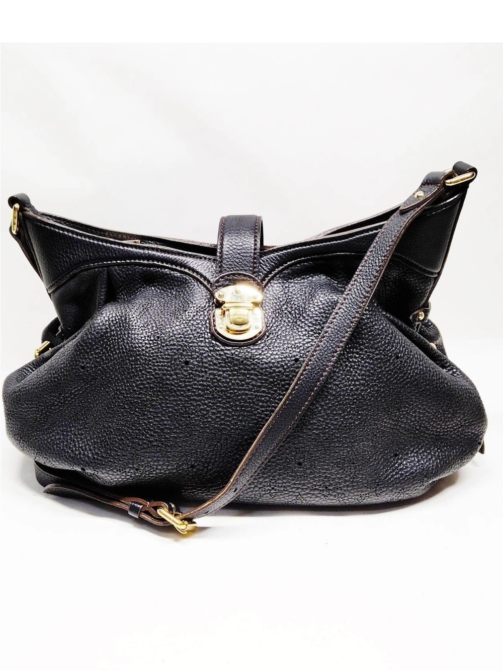 Louis Vuitton Mahina Black Leather Hobo Bag Mahina Perforated Shoulder Bag Rare